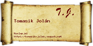 Tomasik Jolán névjegykártya